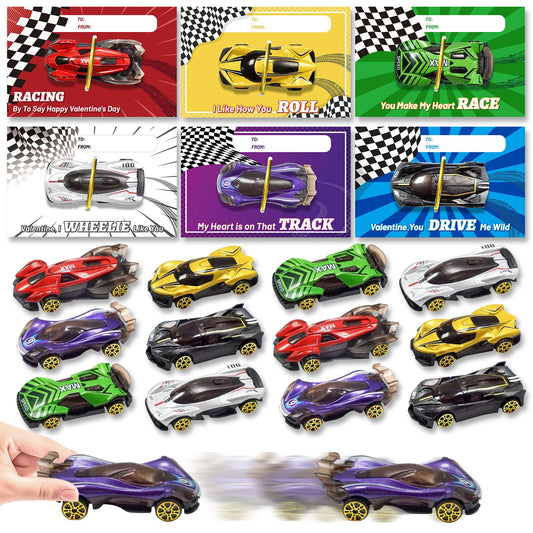 OCHIDO Valentines cards with die-cast cars for classroom exchanges.