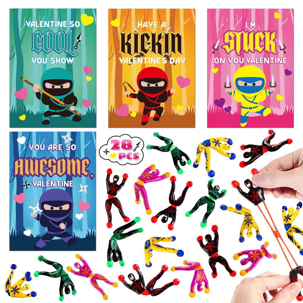 OCHIDO valentines cards with ninja design A, ideal for classroom exchanges and friendship building