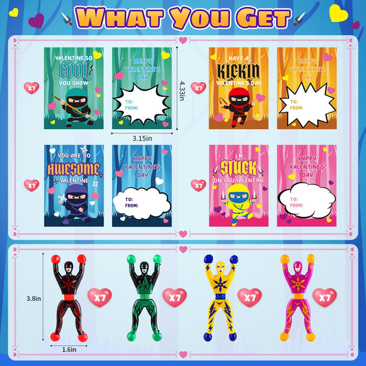 OCHIDO valentines cards with ninja design B, adds a fun keepsake to kids' friend groups