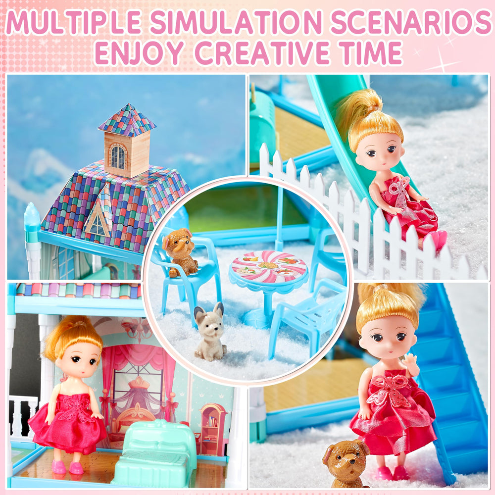 OCTERIC Doll House puppies blue add cuddly companions for care and games.