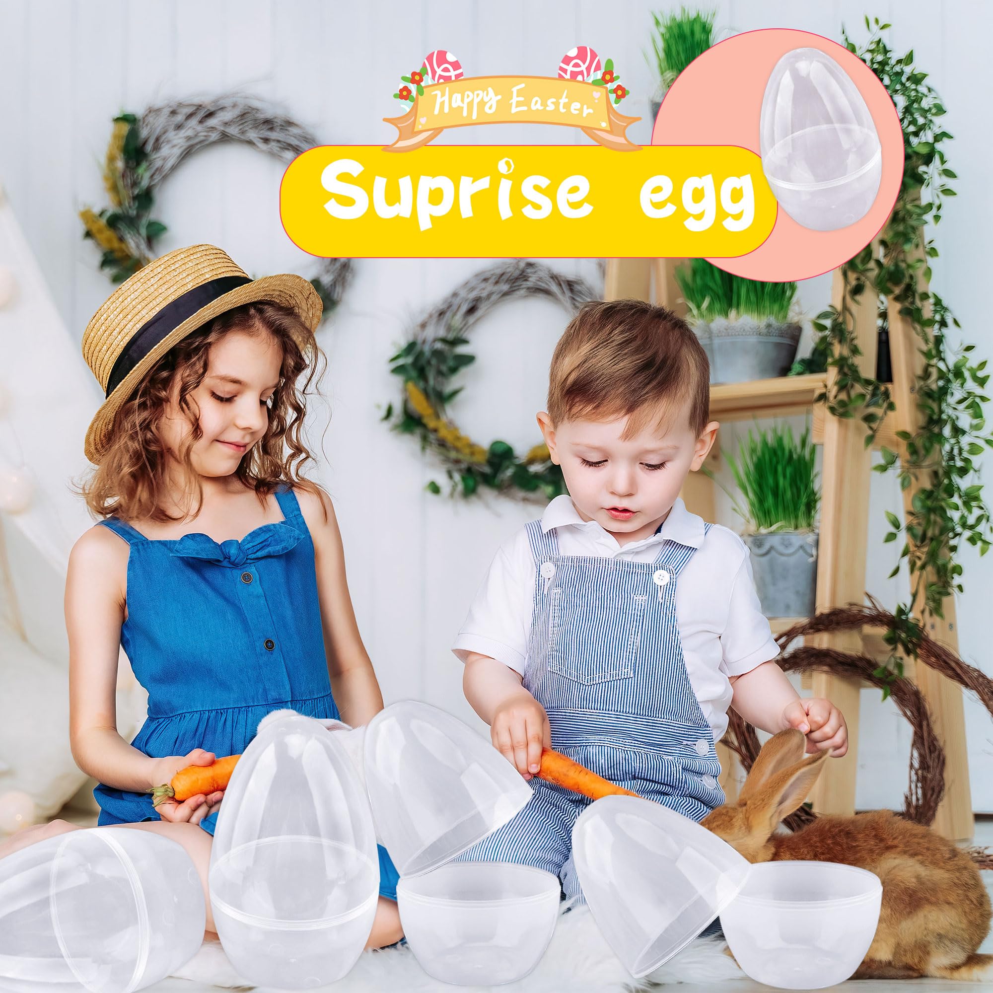 Octaday transparent white Easter eggs highlighting contents through shell