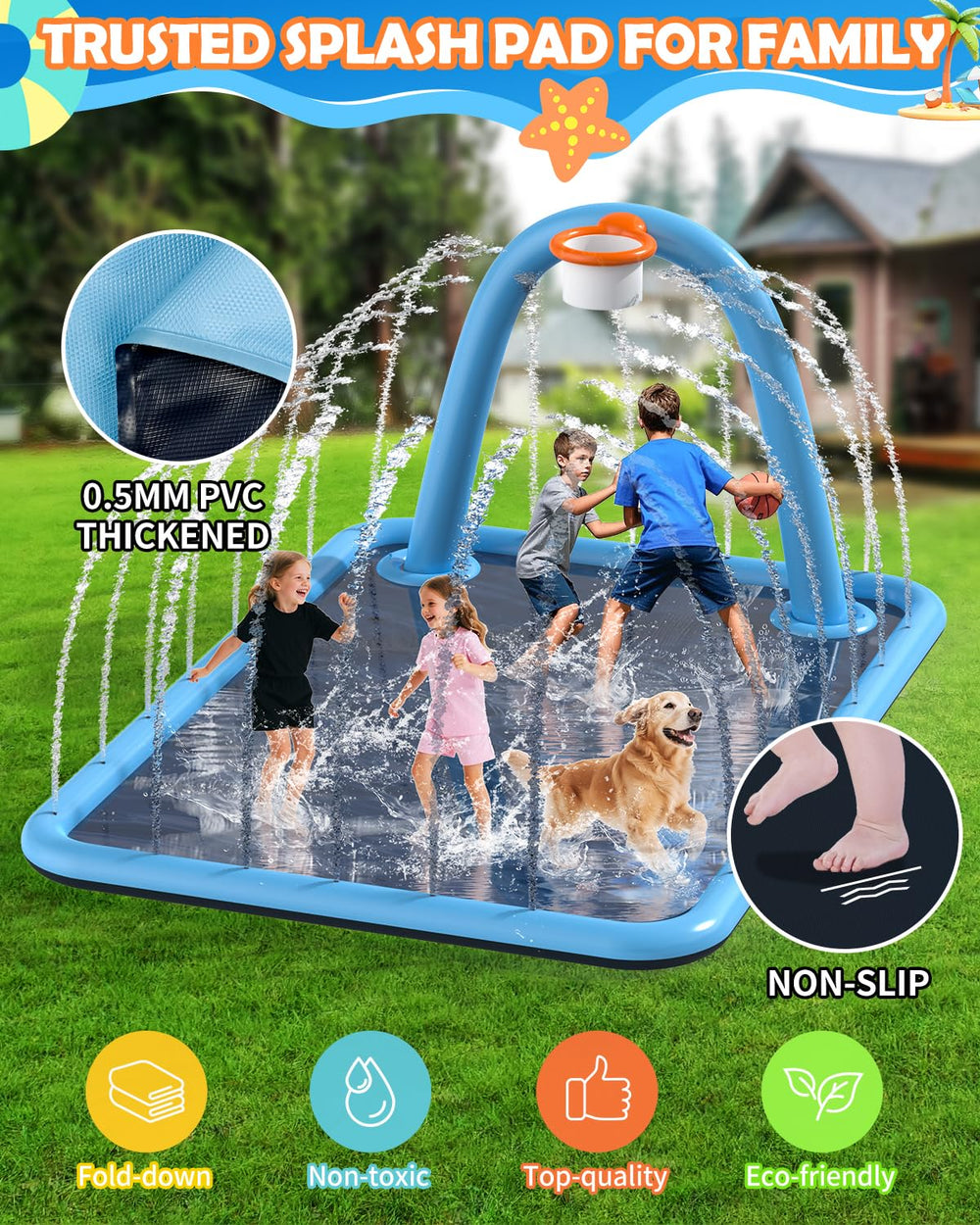 Octaplay splash pad quick hose setup for backyard fun