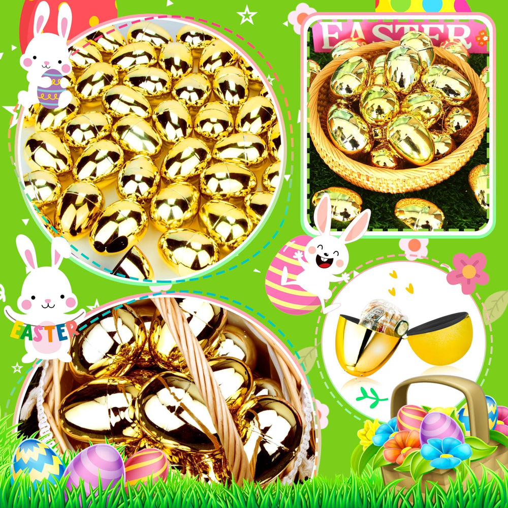 OCTERIC golden Easter egg twist-open view shows reusable two-part design for fillings