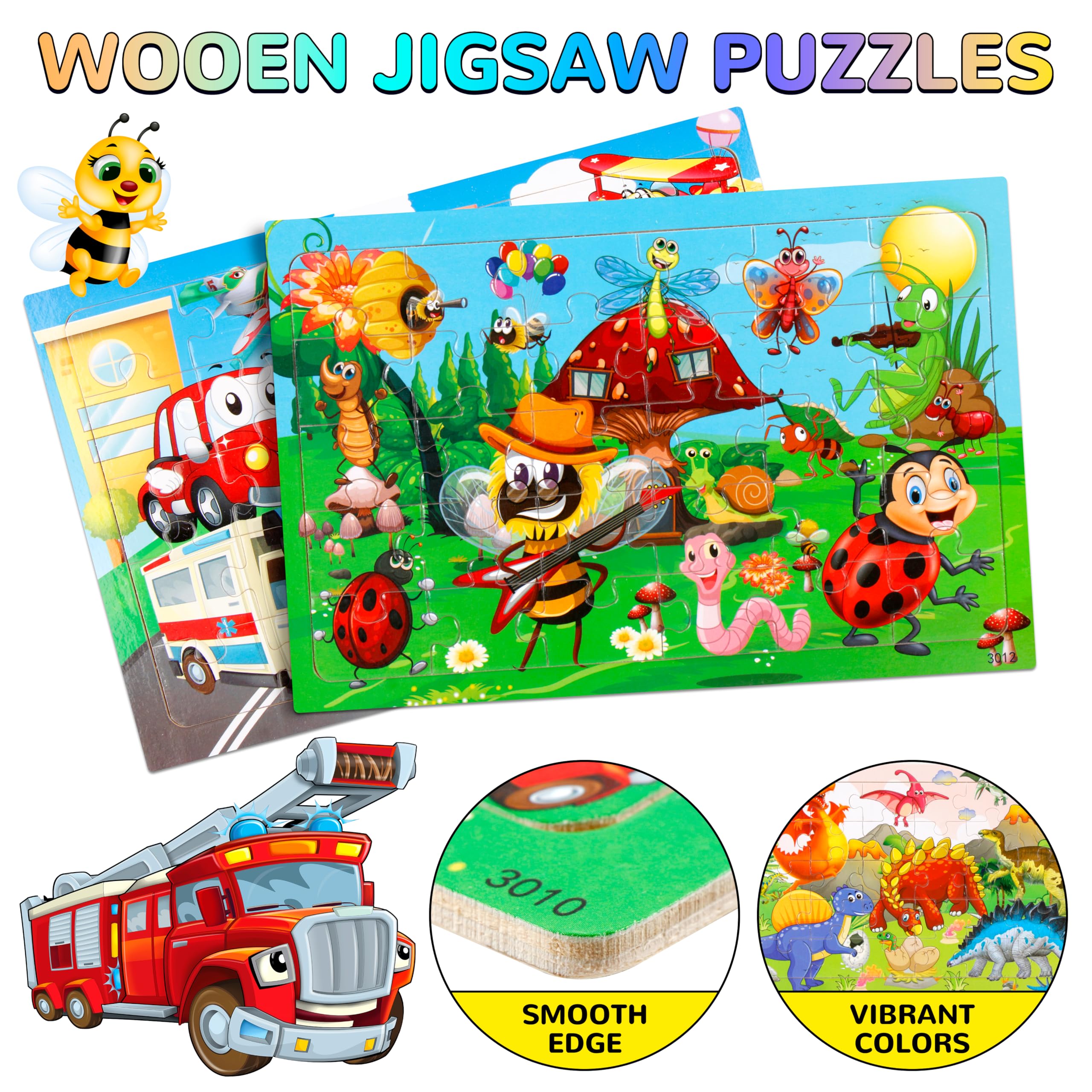OCTERIC insect puzzle image with friendly creatures promoting color recognition and coordination.