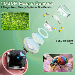 Odatay kids microscope 1080P camera captures crisp images for easy sharing.
