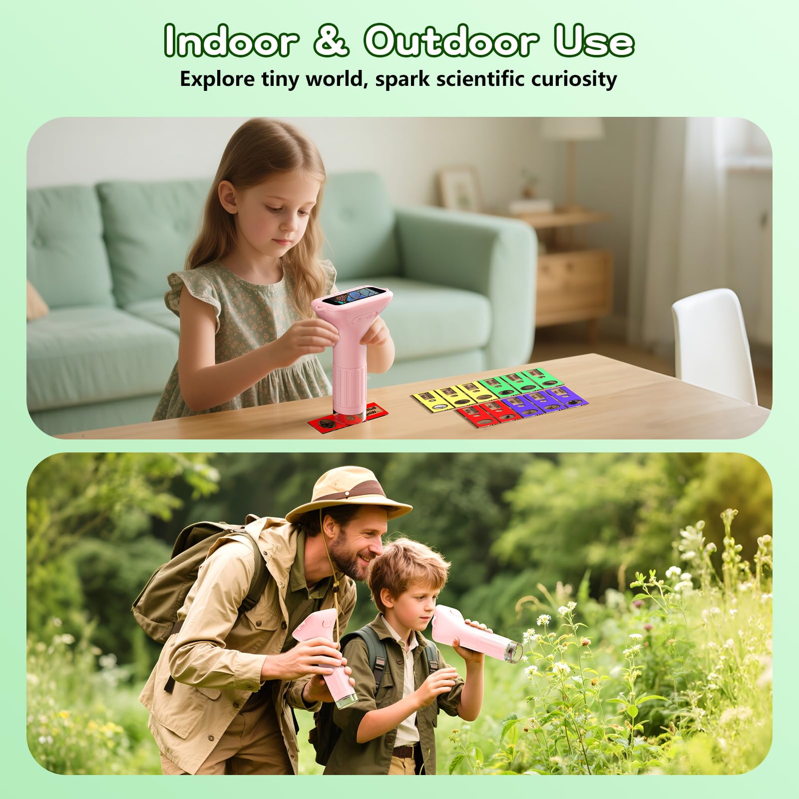 Odatay kids microscope 12 slides showcase plants, insects, and more for hands-on learning.