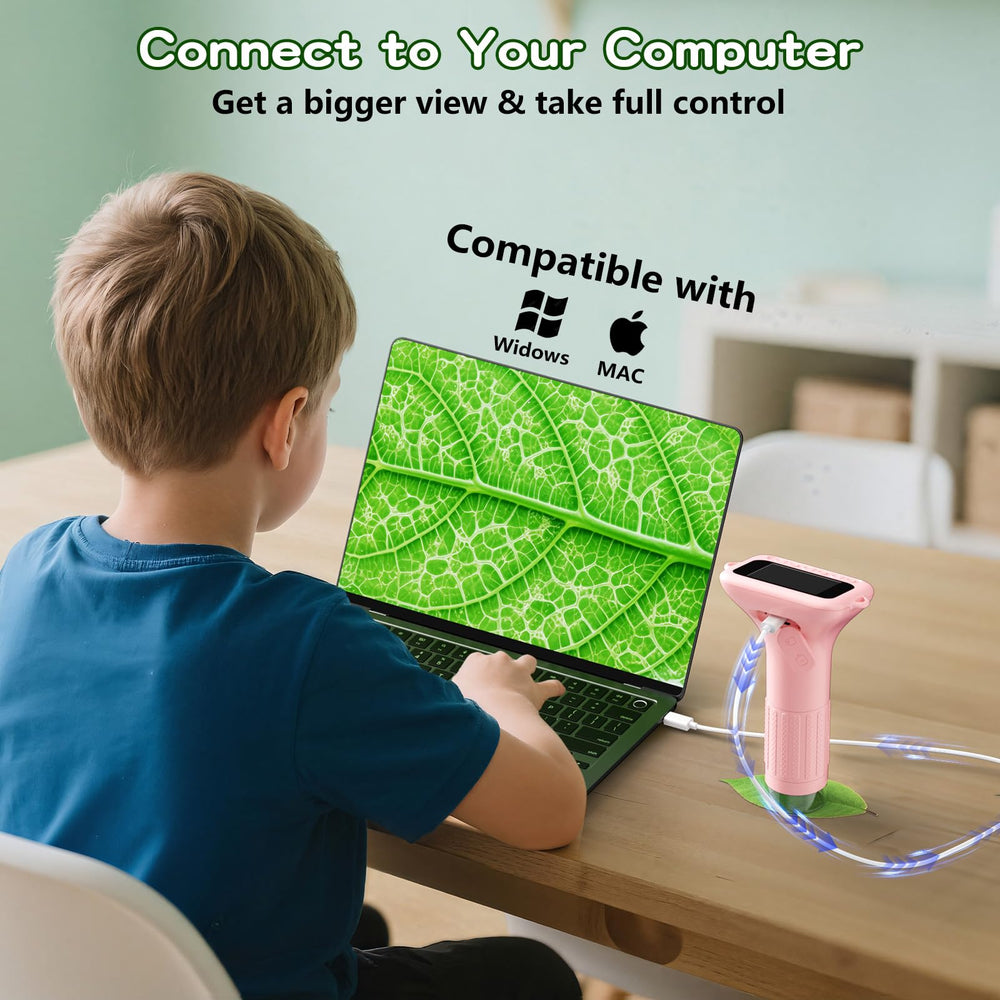 Odatay kids microscope PC connect enables real-time study on a larger screen.