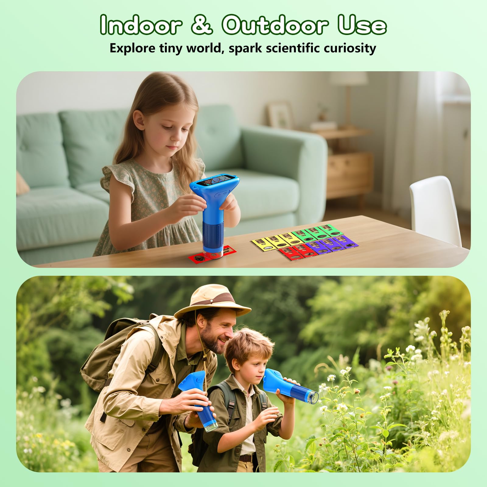 Odatay Kids Microscope includes 12 slides across plants, insects, and more