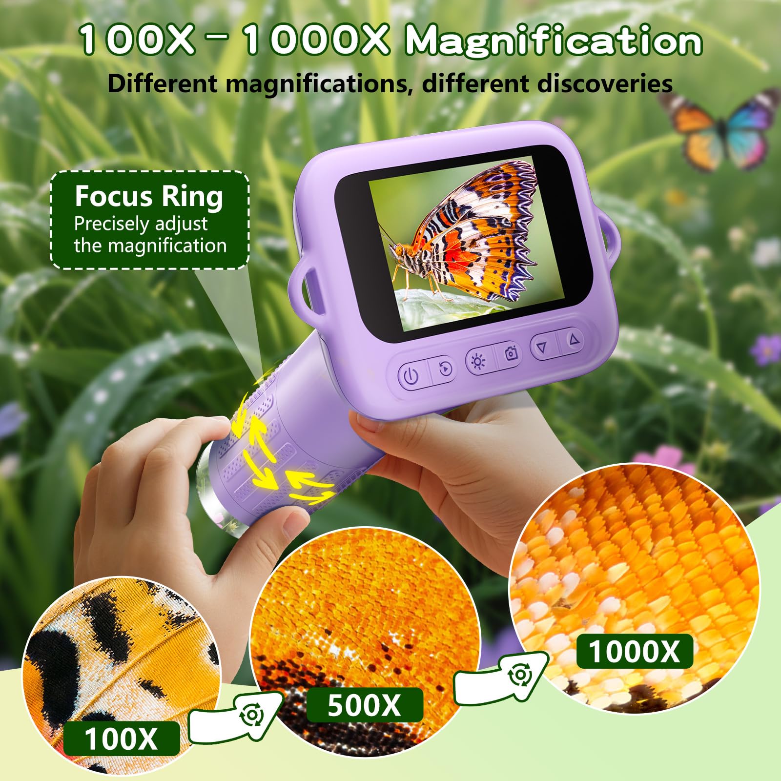 Odatay Microscope with built-in LED lights ensures bright observation in dim environments.