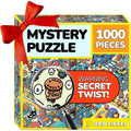 Odd Pieces puzzle box front showing the storytelling twist for curious puzzlers.