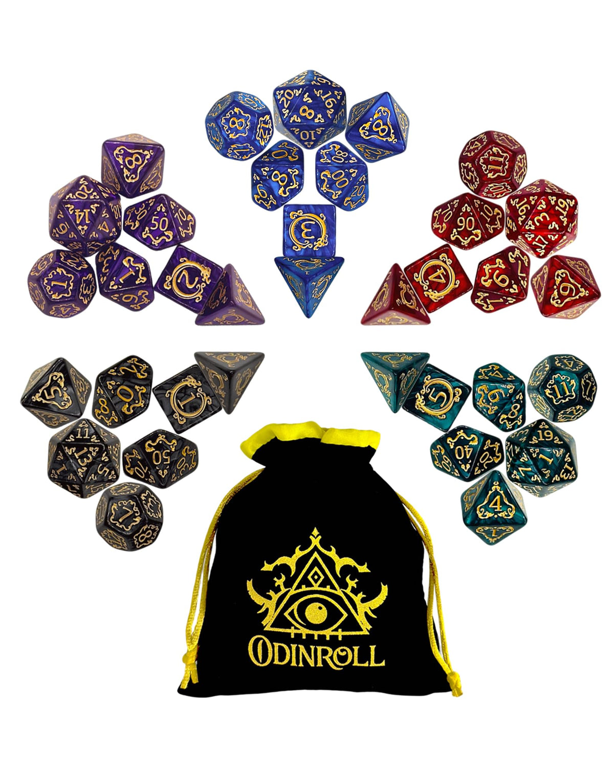 ODINROLL D20 close-up with crisp engravings for fast reads