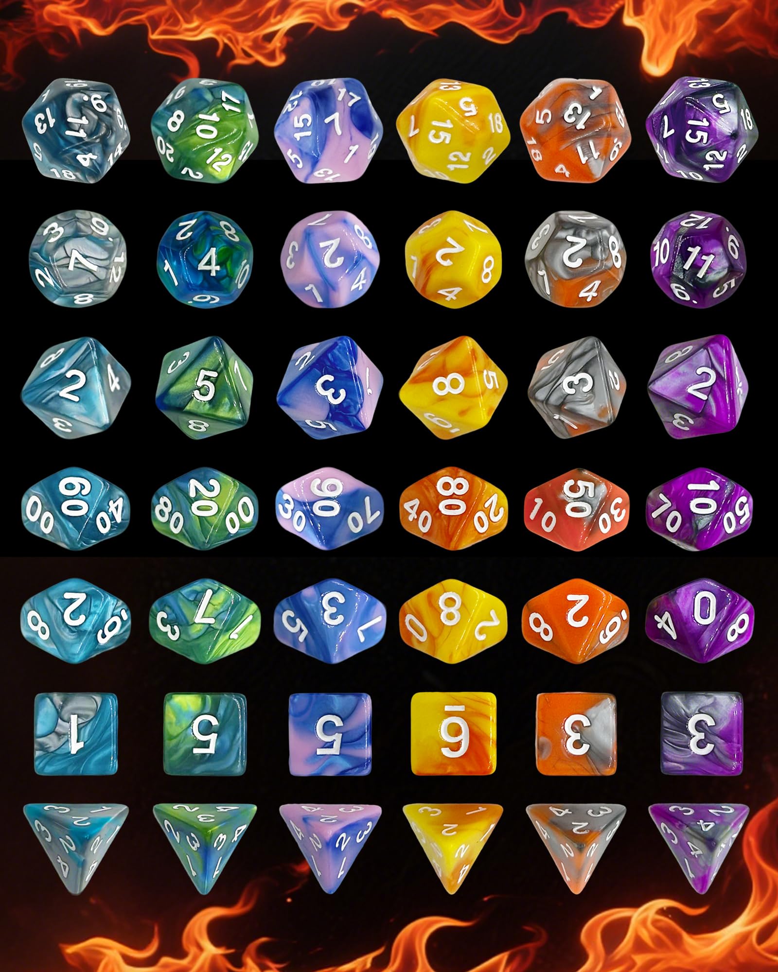 ODINROLL group of D8, D6, and D4 on a surface for versatile RPG use