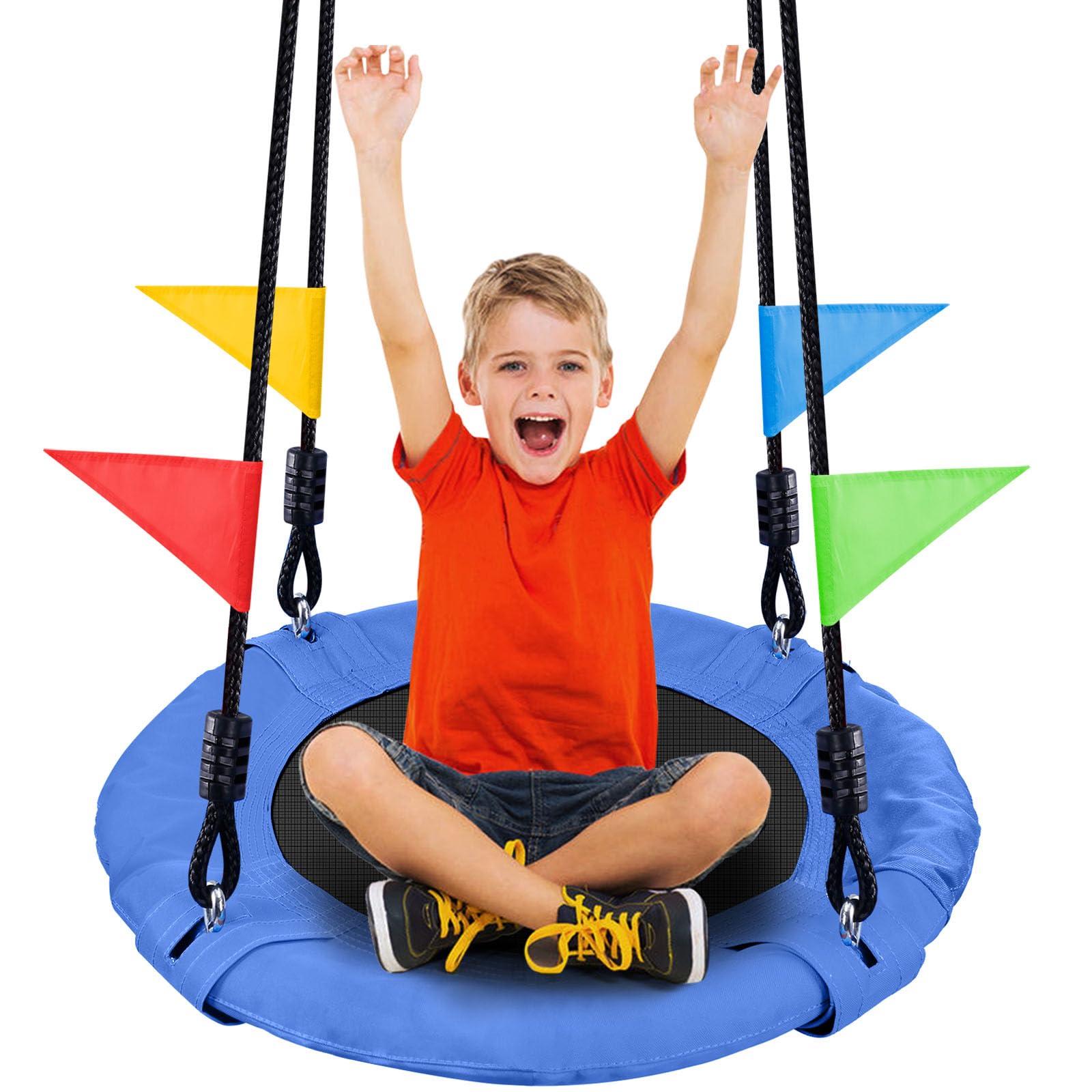Odoland 24-inch saucer swing in the backyard for safe, shared fun