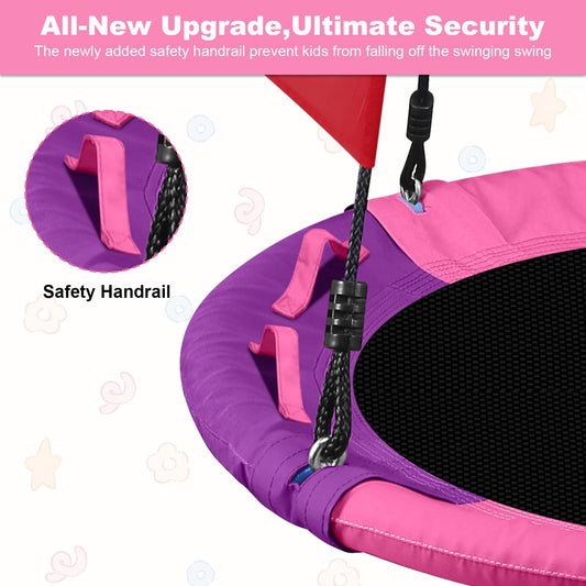 Odoland saucer swing featuring 900D Oxford fabric for weather resistance.