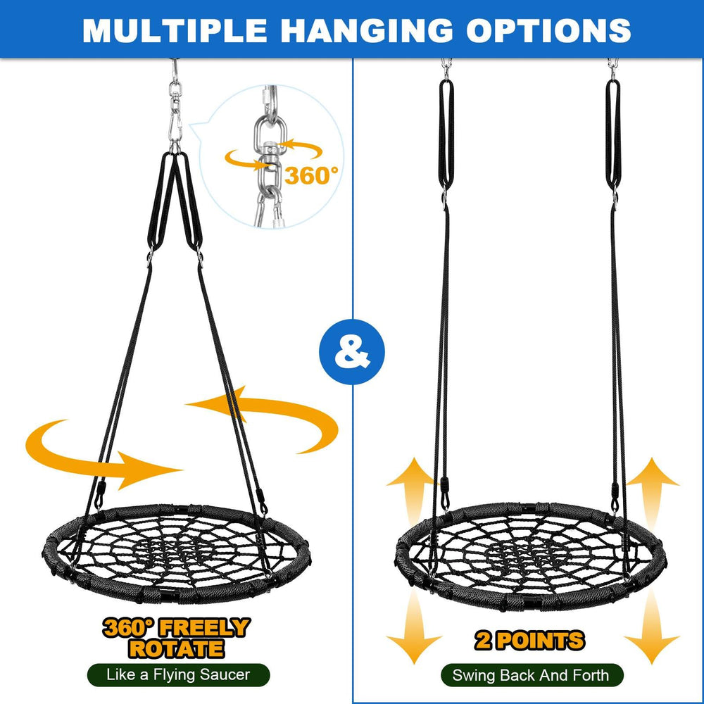 Odoland spider web tree swing thick 900D nylon and padded frame for comfort