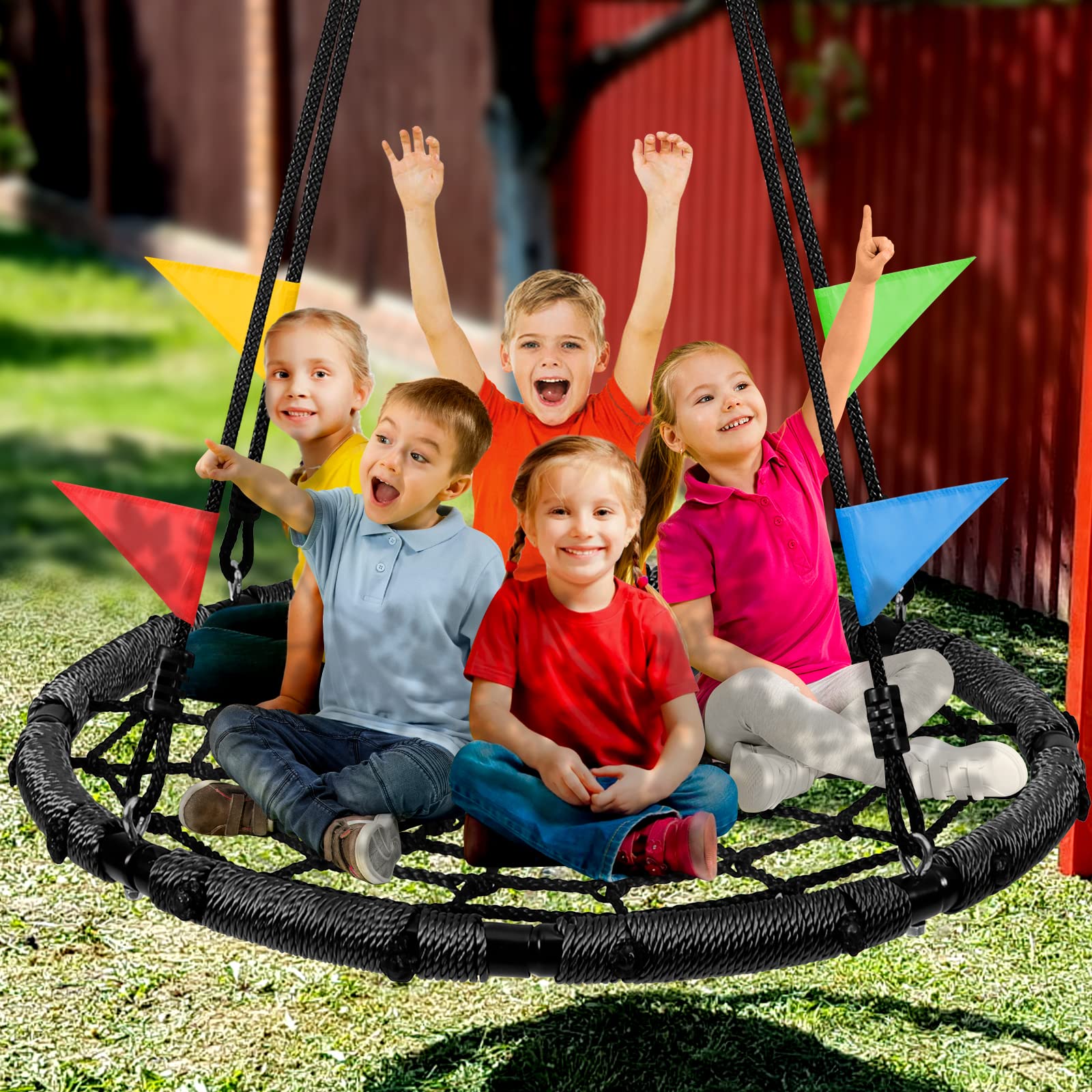Odoland spider web tree swing soft padding enhances safety and comfort