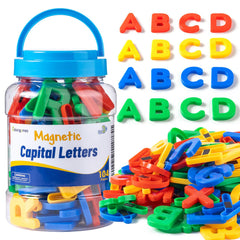 Odoorgames 104-piece magnetic uppercase letters pack for classroom use and home literacy practice.