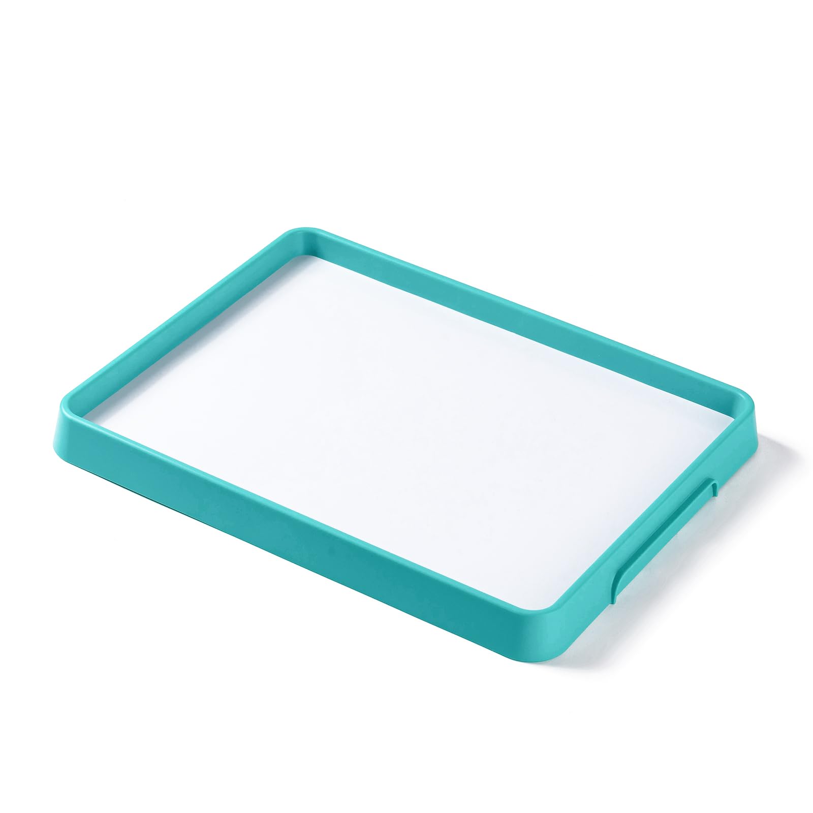 Odoorgames magnetic tray cyan whiteboard keeps kids' learning tools organized during activities.