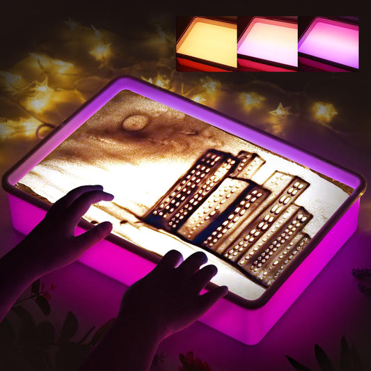 Odoorgames sand painting light box front view in purple ideal for imaginative sand art sessions.
