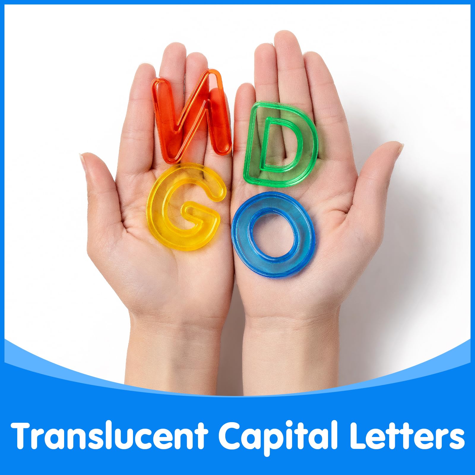 Odoorgames uppercase letters with 2-inch raised edges for easy grasp by little hands.