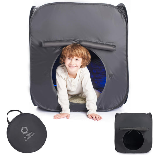 ODOXIA Sensory Tent with darkout design creates a calm space for focused child play.