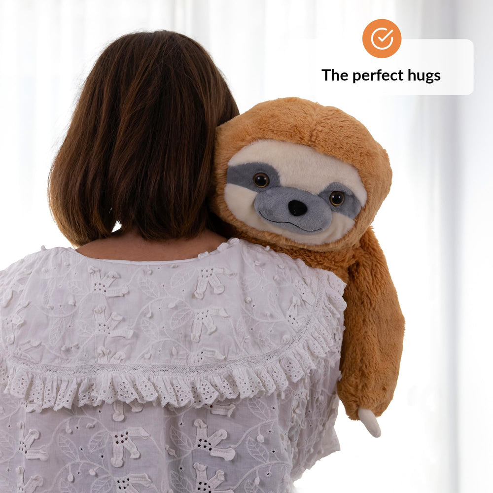 ODOXIA weighted sloth 5lb plush highlighting its weight and calming potential