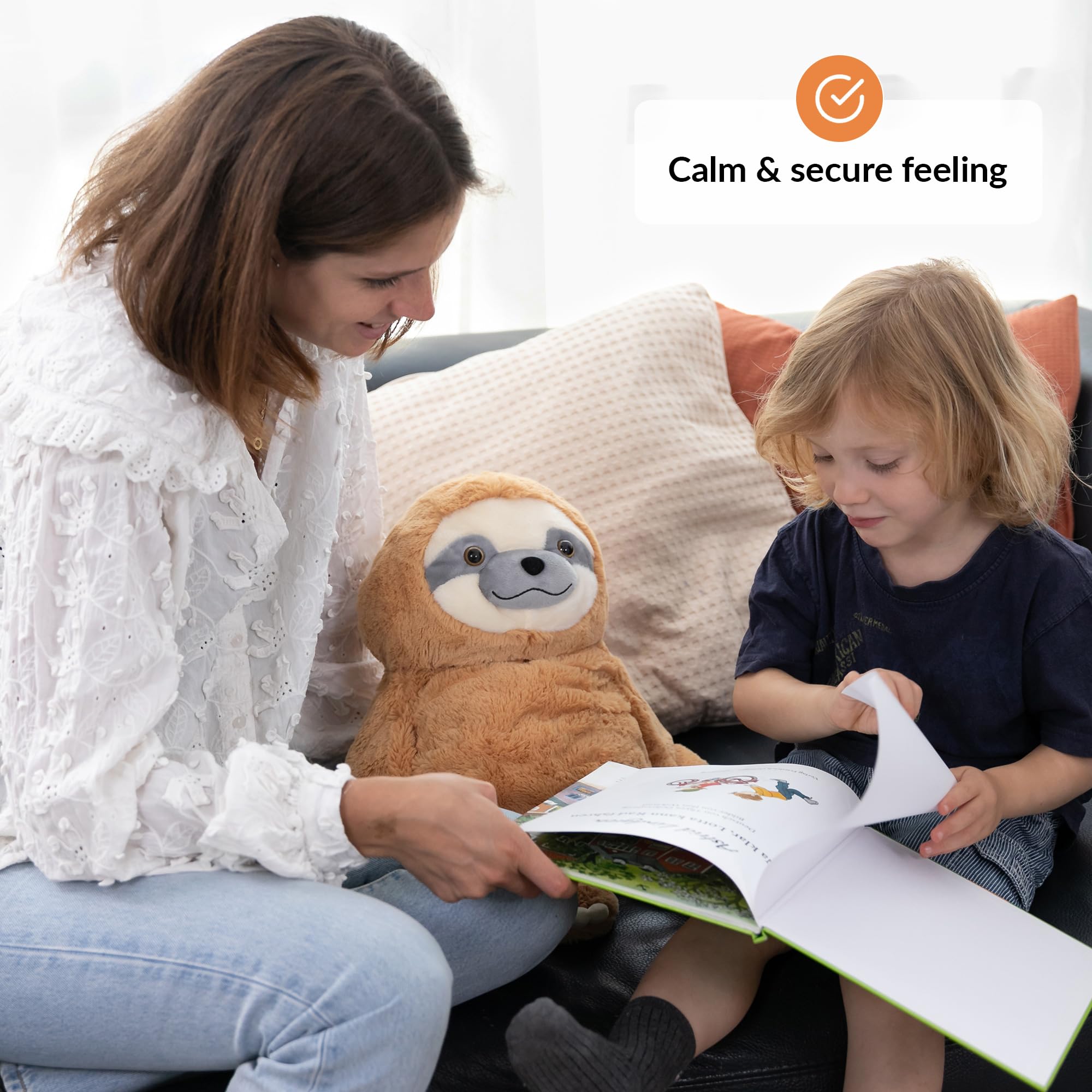 ODOXIA weighted sloth plush close-up of soft fabric and texture for sensory input
