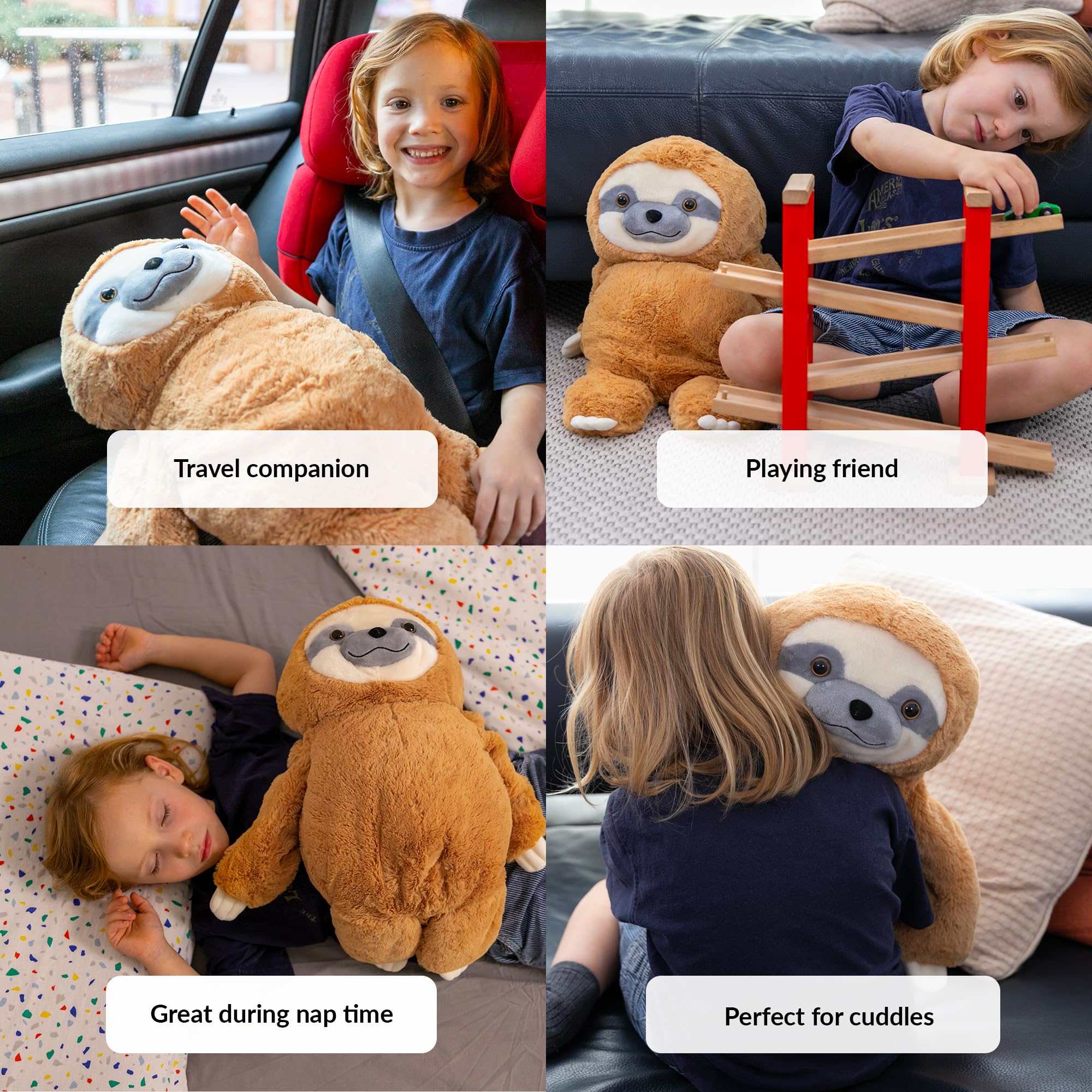 ODOXIA weighted sloth on bed in study setup for focus and comfort