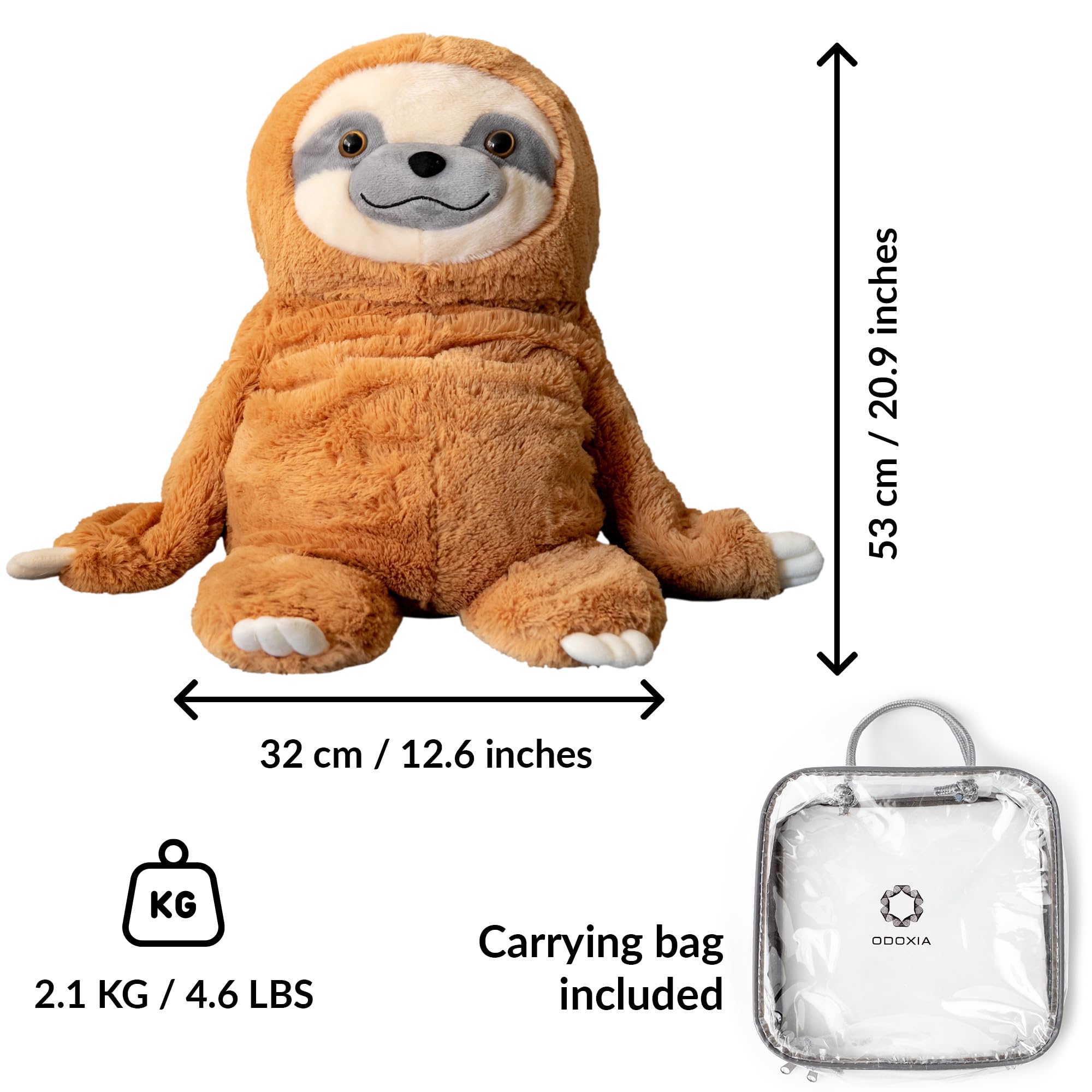 ODOXIA weighted sloth travel-friendly in a tote for travel moments