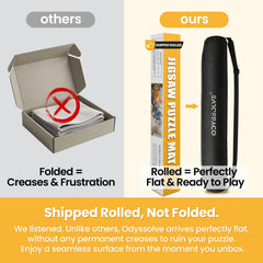 Odyssolve travel bag keeps mat and pieces securely stored.