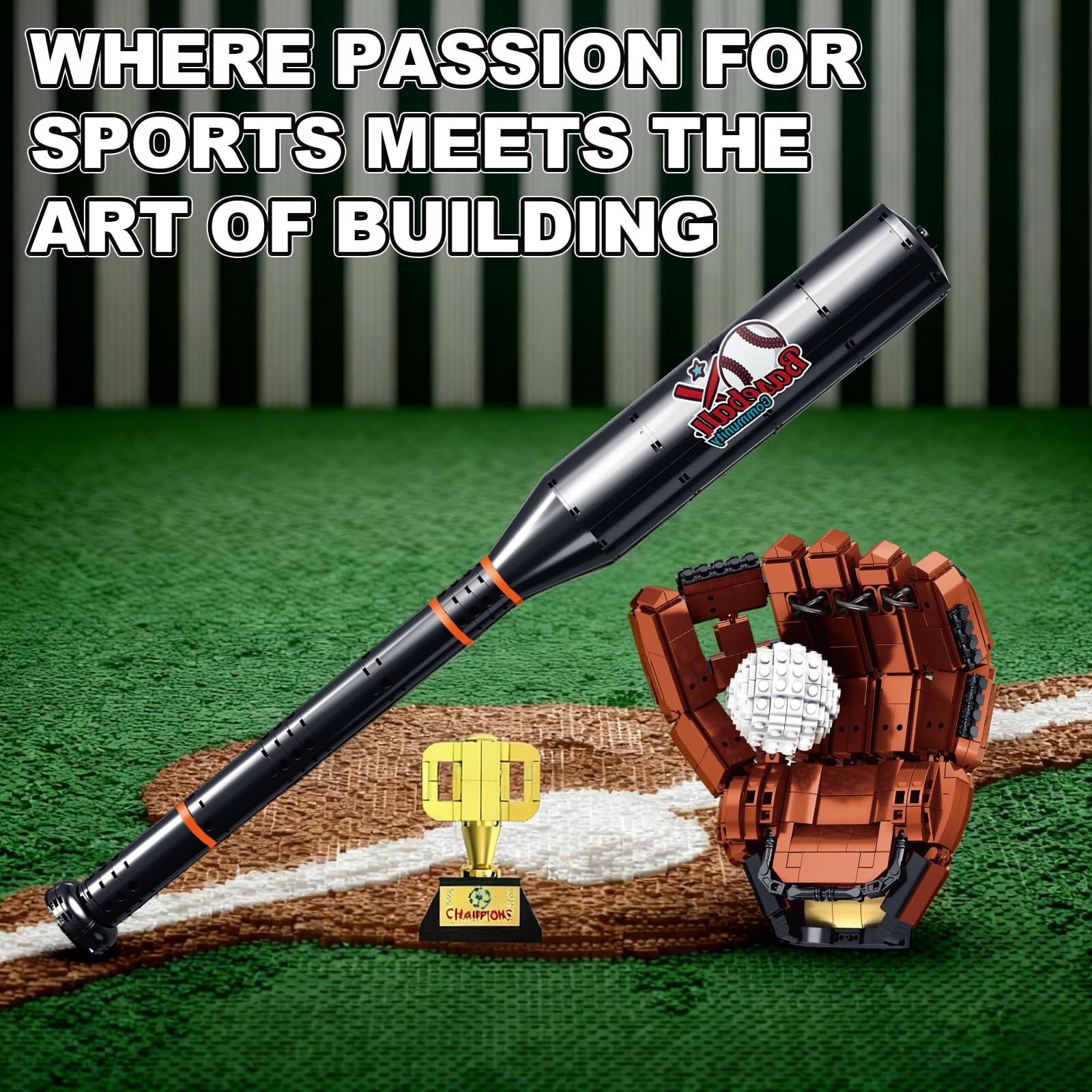 Oeasic Baseball Building Kit desk display ready to enhance any room.