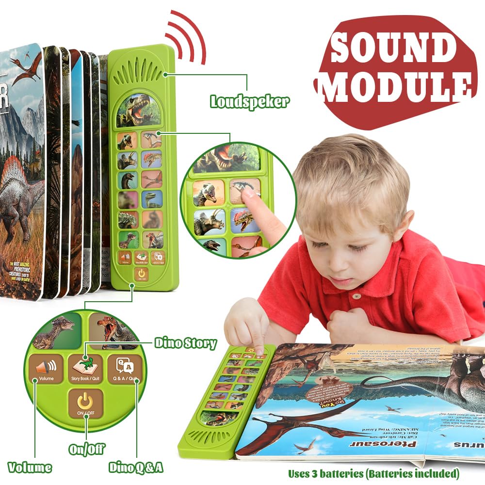 OENUX dinosaur book learning modes promote listening, storytelling, and Q A play.