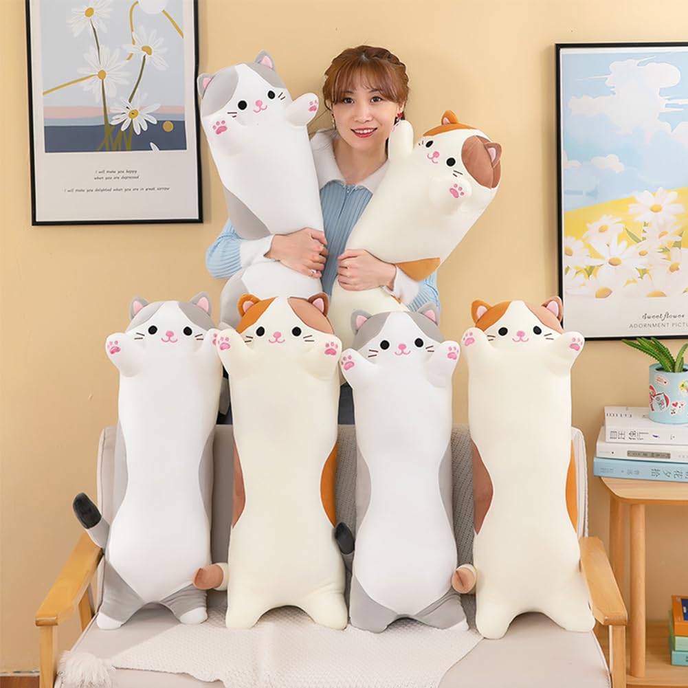 Oeonuas cat plush beige 27-inch length for full-body lounging