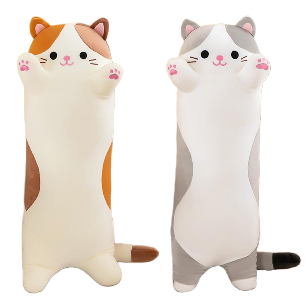 Oeonuas cat plush long body pillow beige close-up for cozy hugs