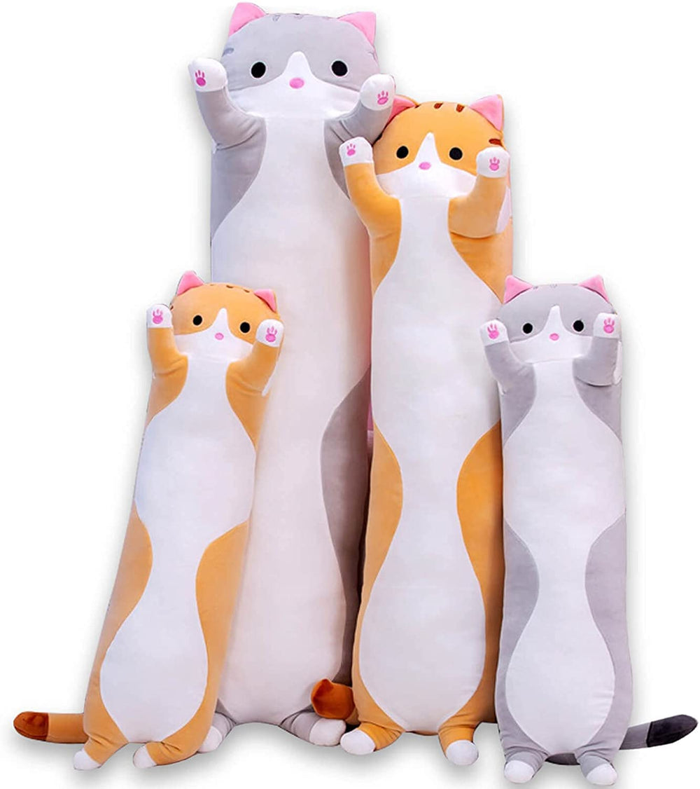 Oeonuas cute cat plush long body pillow for cozy hugs