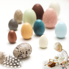 OESSUF kid-friendly wooden eggs for imaginative play and crafts.