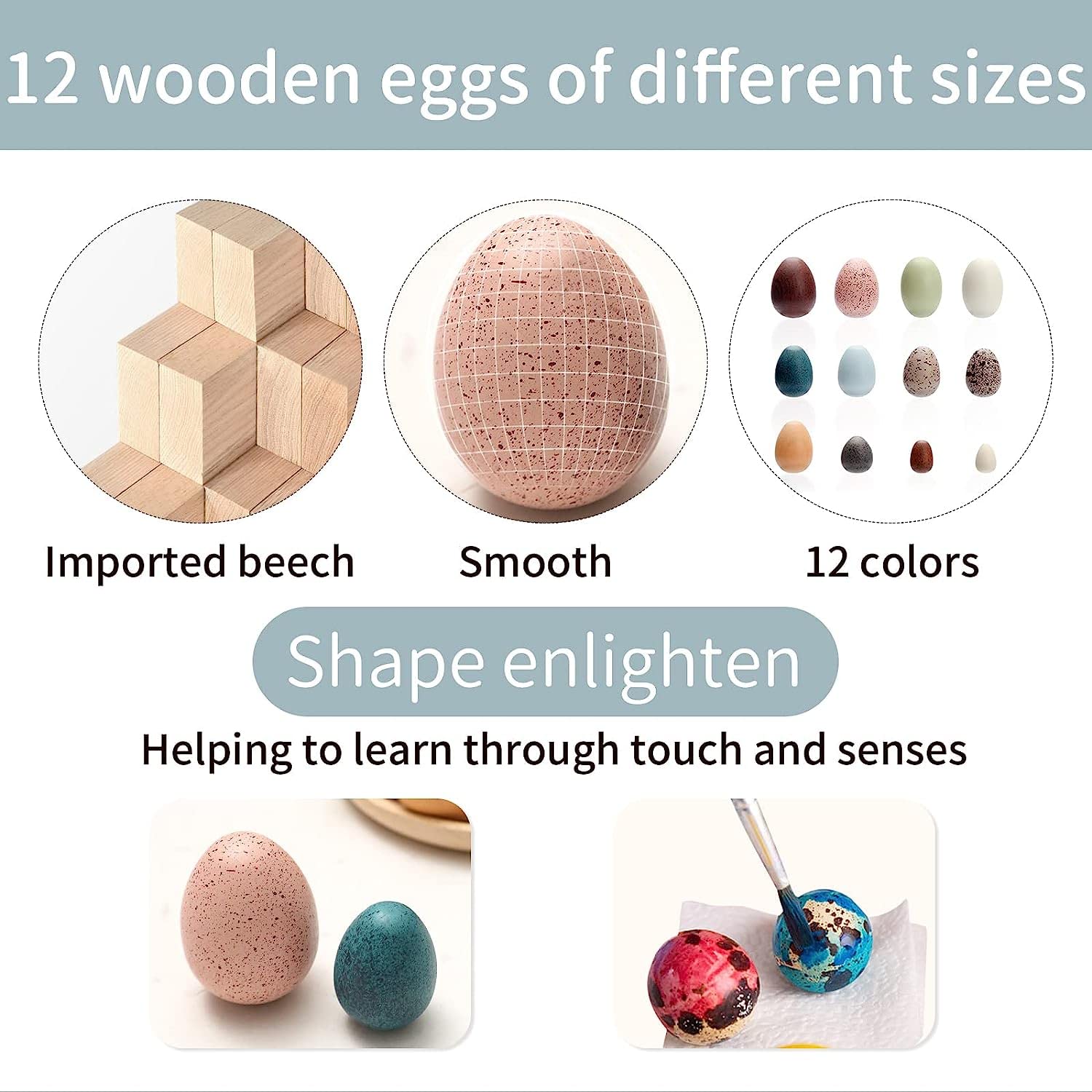 OESSUF wooden eggs displayed in a rattan basket for organized decor.