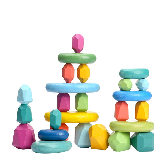 OESSUF Stacking Rocks 26pcs colorful setup for creative building play