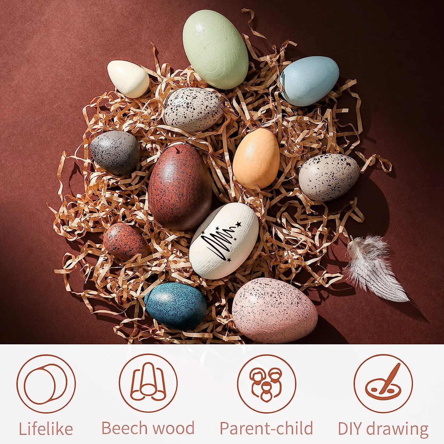 OESSUF hand-painted Easter eggs perfect for pretend kitchen play.