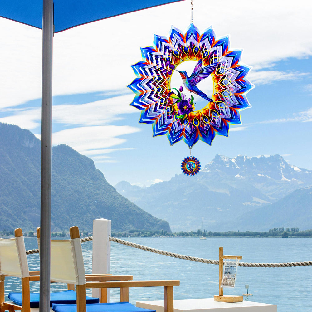 OFEWPAGA colorful wind spinner in garden setting demonstrates versatile décor use.