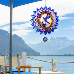 OFEWPAGA colorful wind spinner in garden setting demonstrates versatile décor use.