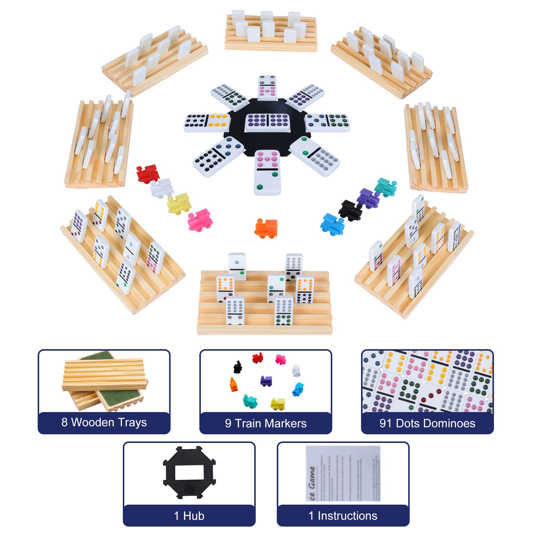 Offelec Double-12 domino tiles with color-coded pips for quick reading
