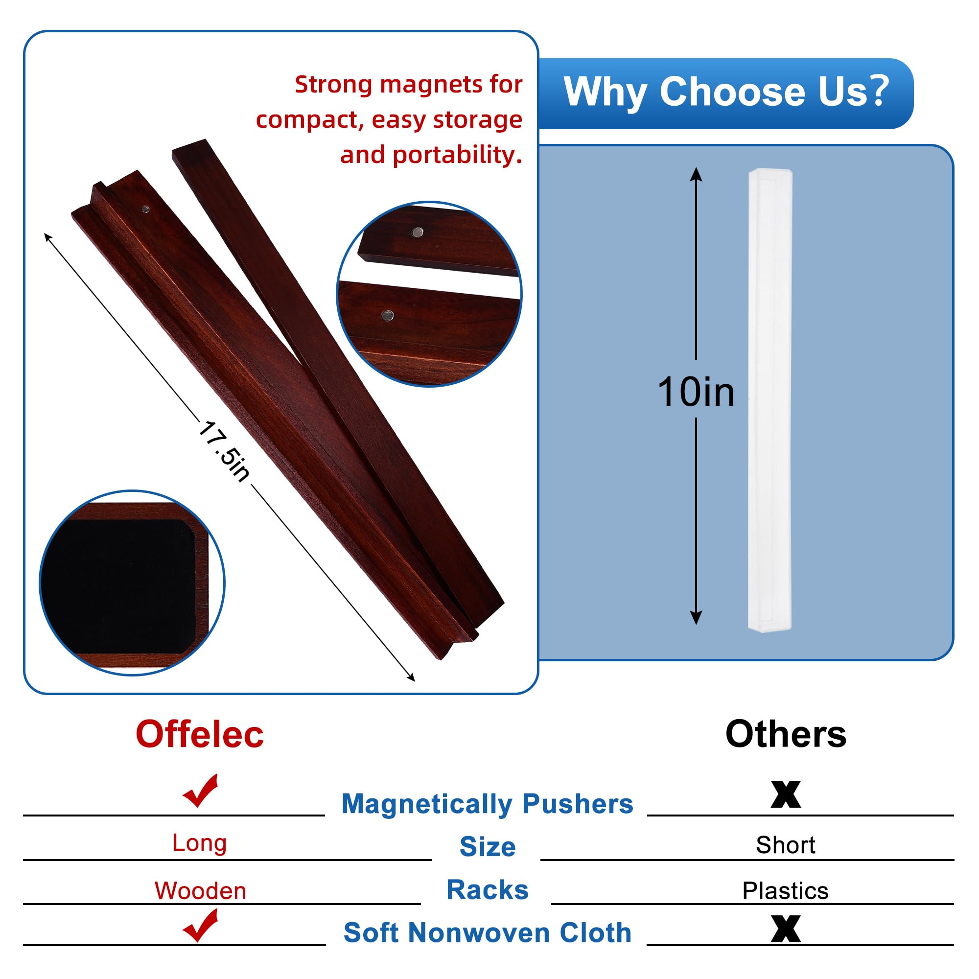 Offelec generous rack size improves hand visibility during play.