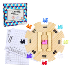 Offelec Mexican Train wooden hub for centered gameplay and easy tile management.