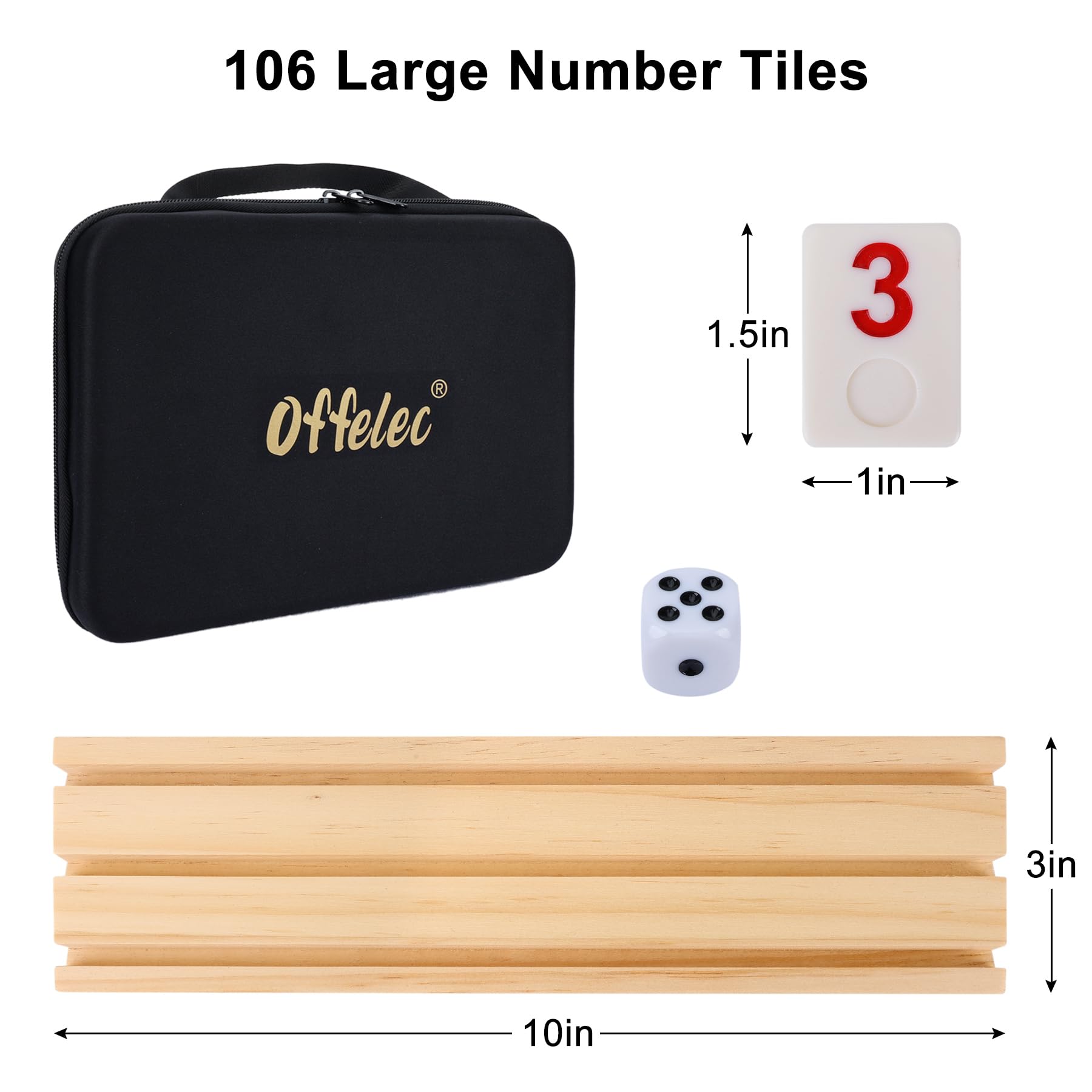 Offelec included dice and storage bag for quick setup.