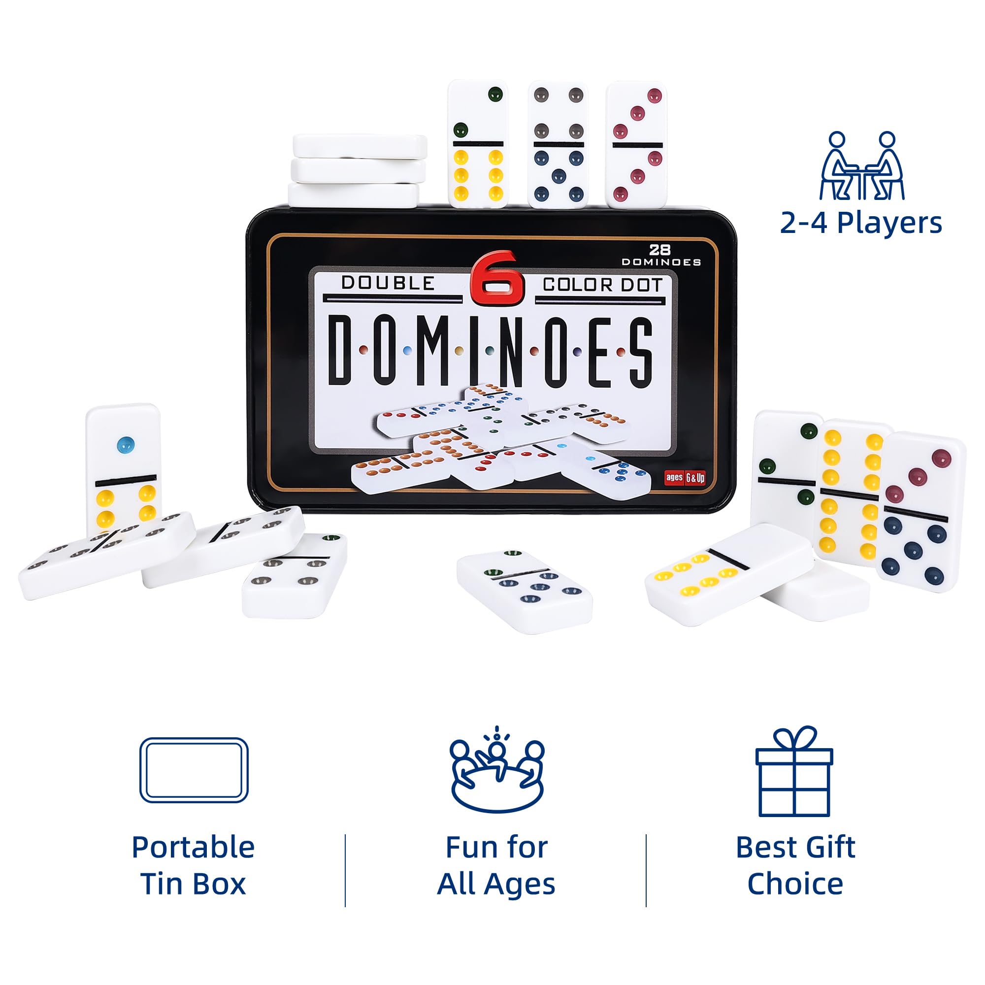 Offelec travel-friendly tin demonstrates portability for on-the-go domino play.