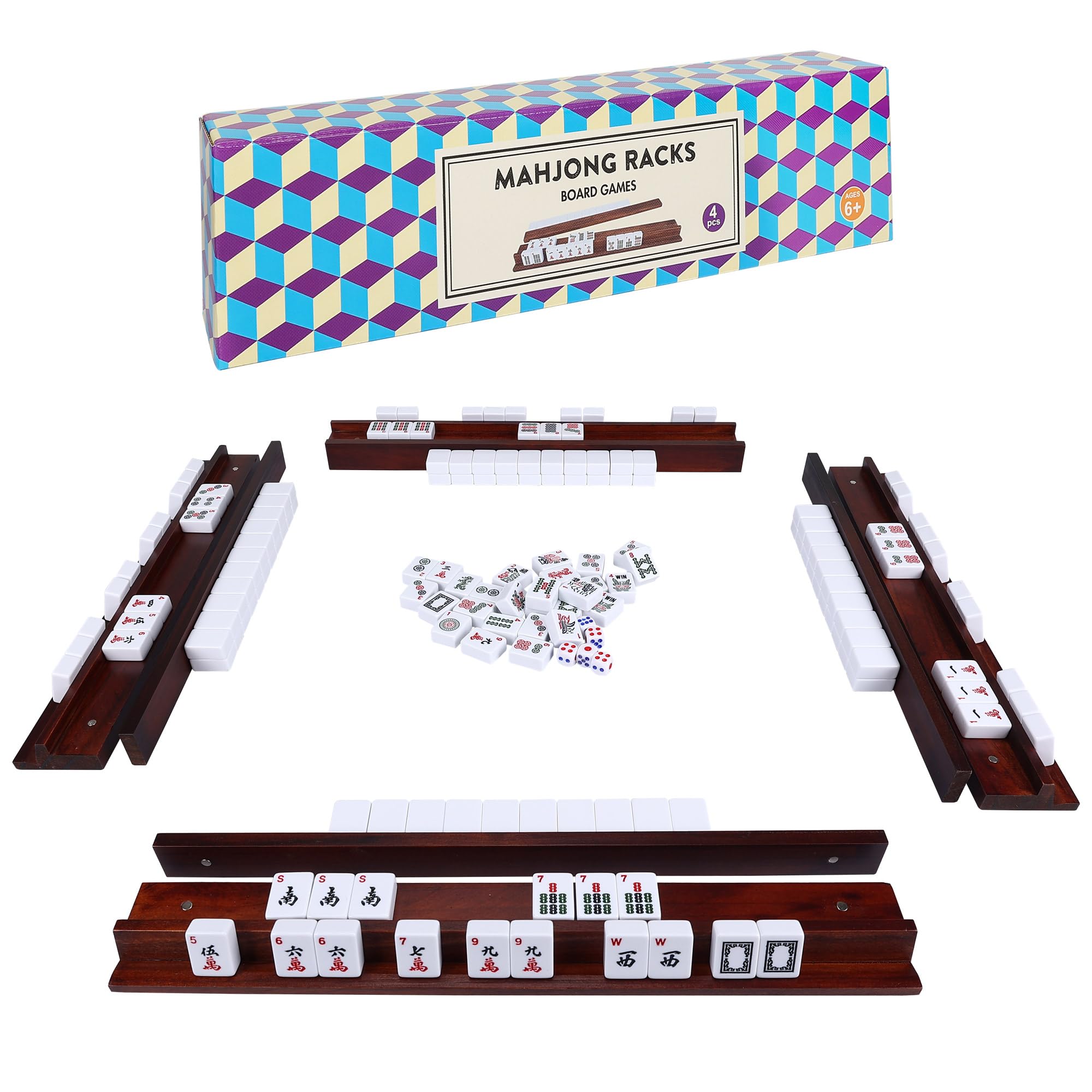 Offelec upgraded magnetic mahjong racks with four pieces for organized gameplay.