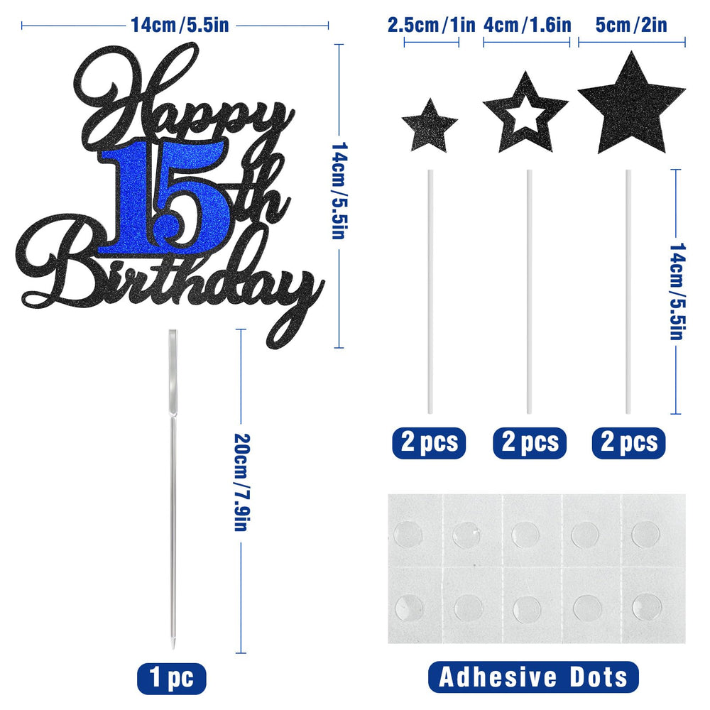 OffiCreative black blue glitter stars topper boosts cake appeal with extra sparkle