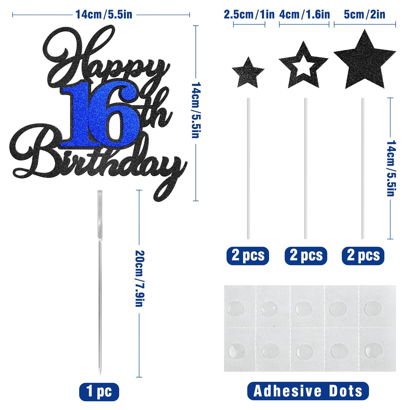 OffiCreative black glitter stars decorate the cake for a festive look.