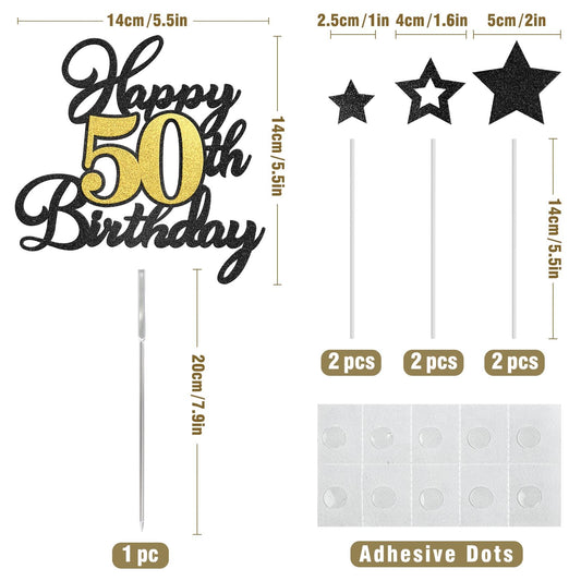 OffiCreative black glitter stars add elegant accents to birthday cakes